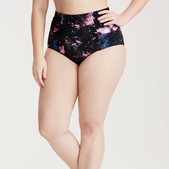 Galaxy Ruched High Waist Swimsuit Bottom xxxxl 4x - Picture 3 of 7